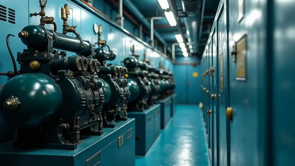 Diving compressor and banked storage cylinders in a ventilated machinery space